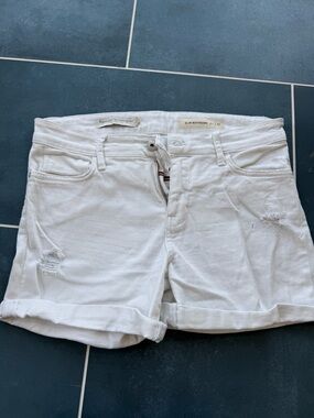 Pilcro White Rolled Hem Distressed Denim Shorts